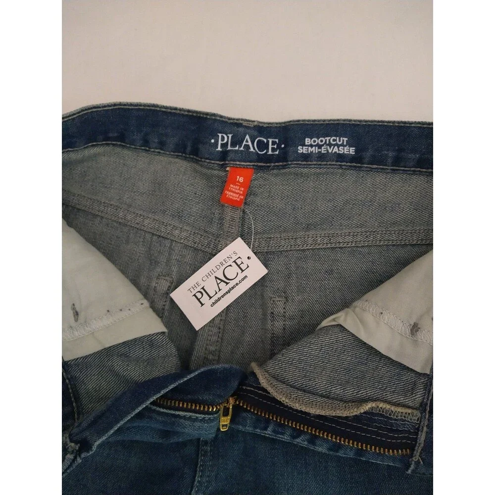New w/ Tag Childrens Place Blue Jeans Kids Size 16 Bootcut Med Wash 100% Cotton